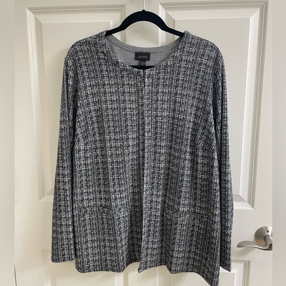 ‼️SALE‼️ J. Jill Wearever Black and White Geo Plaid Textured Jacket, Size 2X